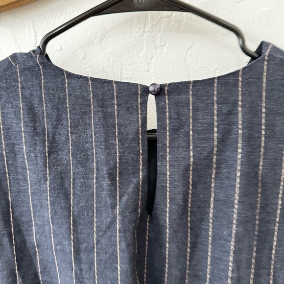 Etophe Studio Navy Blue Flutter Ruffle Wrap Mini Dress Cotton Size Small - Picture 11 of 12